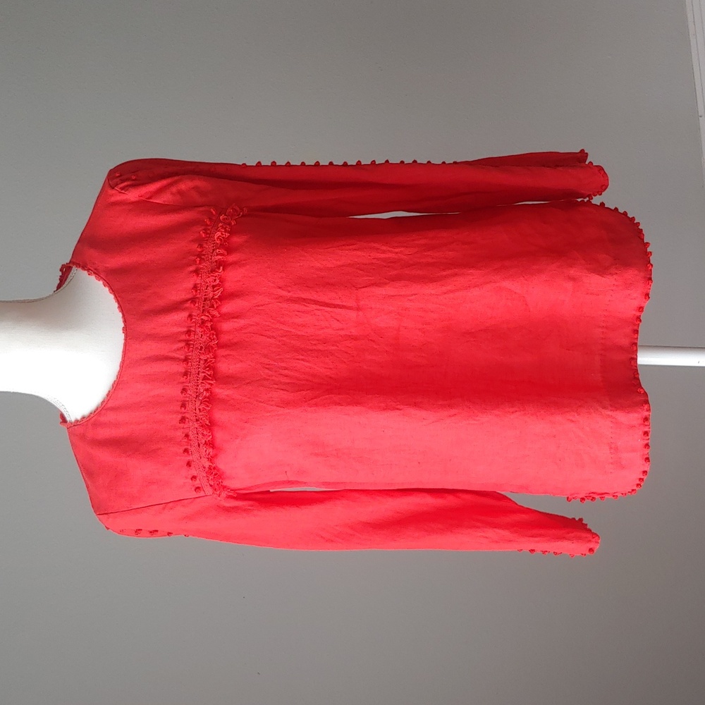 J. Crew | 100% Linen Longsleeved Embroidered Fringe Tunic Top
